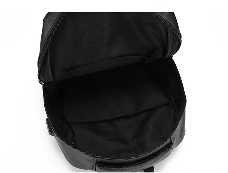 Leren Rugzak Heren met USB-oplaadpoort – Laptop & Schooltas