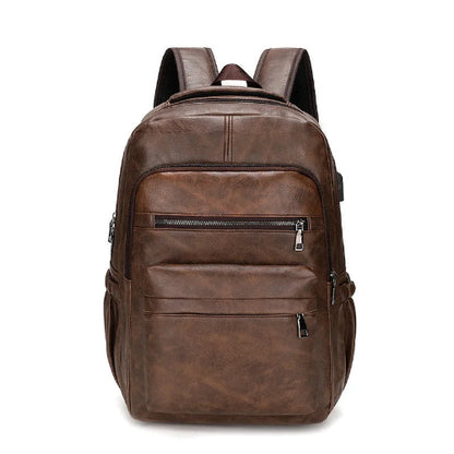 Leren Rugzak Heren met USB-oplaadpoort – Laptop & Schooltas